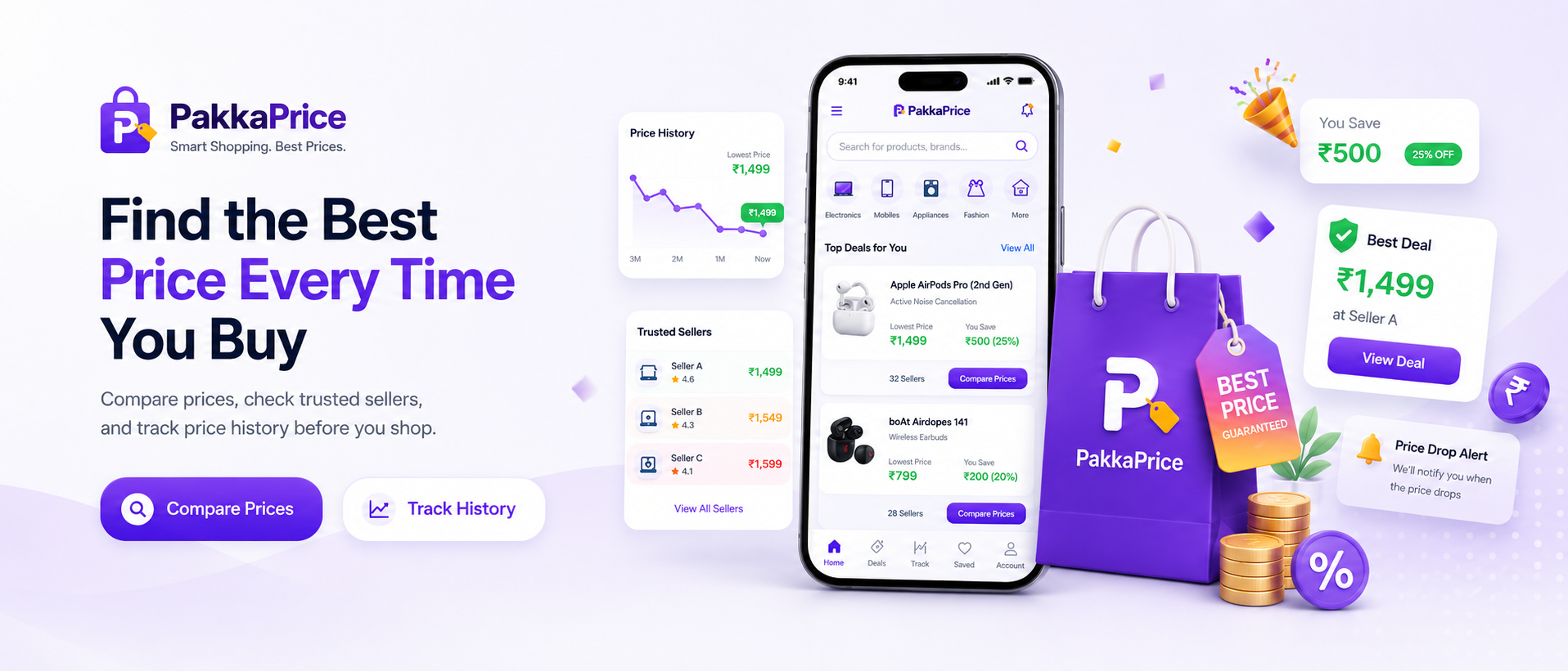 PakkaPrice price intelligence: compare prices, trusted sellers, and price history before you buy.